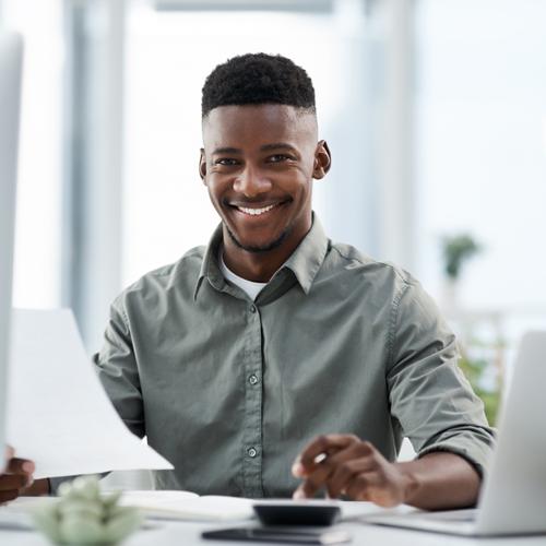 Adult sitting at desk